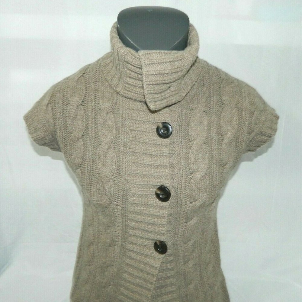 Eddie Bauer Knit Turtle neck Cardigan Sweater Short Sleeve Brown Womens XS - Picture 5 of 10